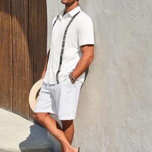 Runcati Mens Guayabera Shirts Short Sleeve Cuban Casual Shirt Button Down Beach Summer Hippie Tops