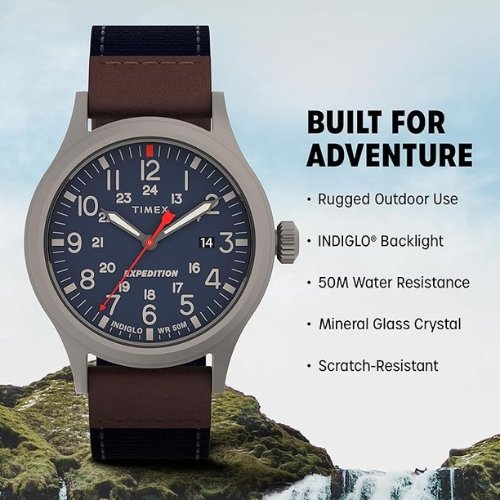 Timex Expedition Scout 40mm Men’s Analog Watch | INDIGLO Backlight and Luminous Hands | Durable Comfortable Adjustable Strap | 24 Hour Time | Rugged Outdoor Watch | 50M Water Resistance - Image 5