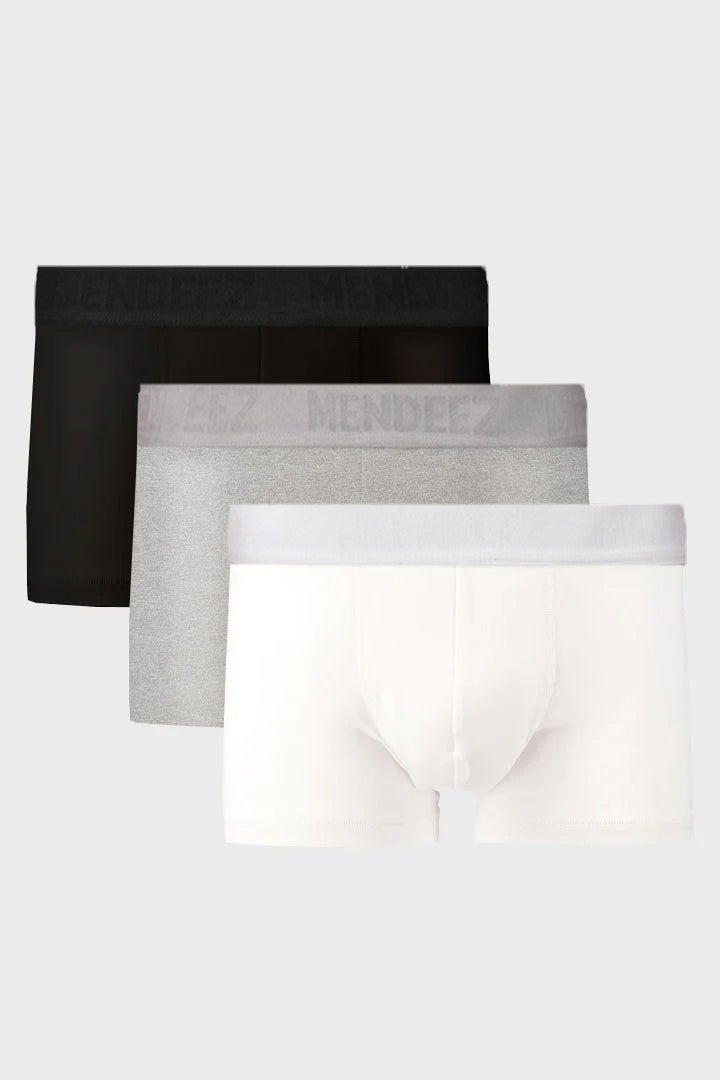 Boxer Trunk - Black, White & Heather Grey Pack Of 3