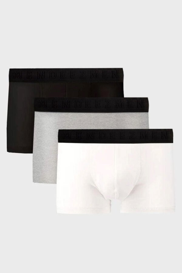 Boxer Trunks - White, Heather Grey & Black Pack Of 3